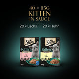 Sheba Nassfutter für Kätzchen, in sortierten Beuteln, mit Lachs (MSC) und Huhn in Sauce, Multipack 40x85g