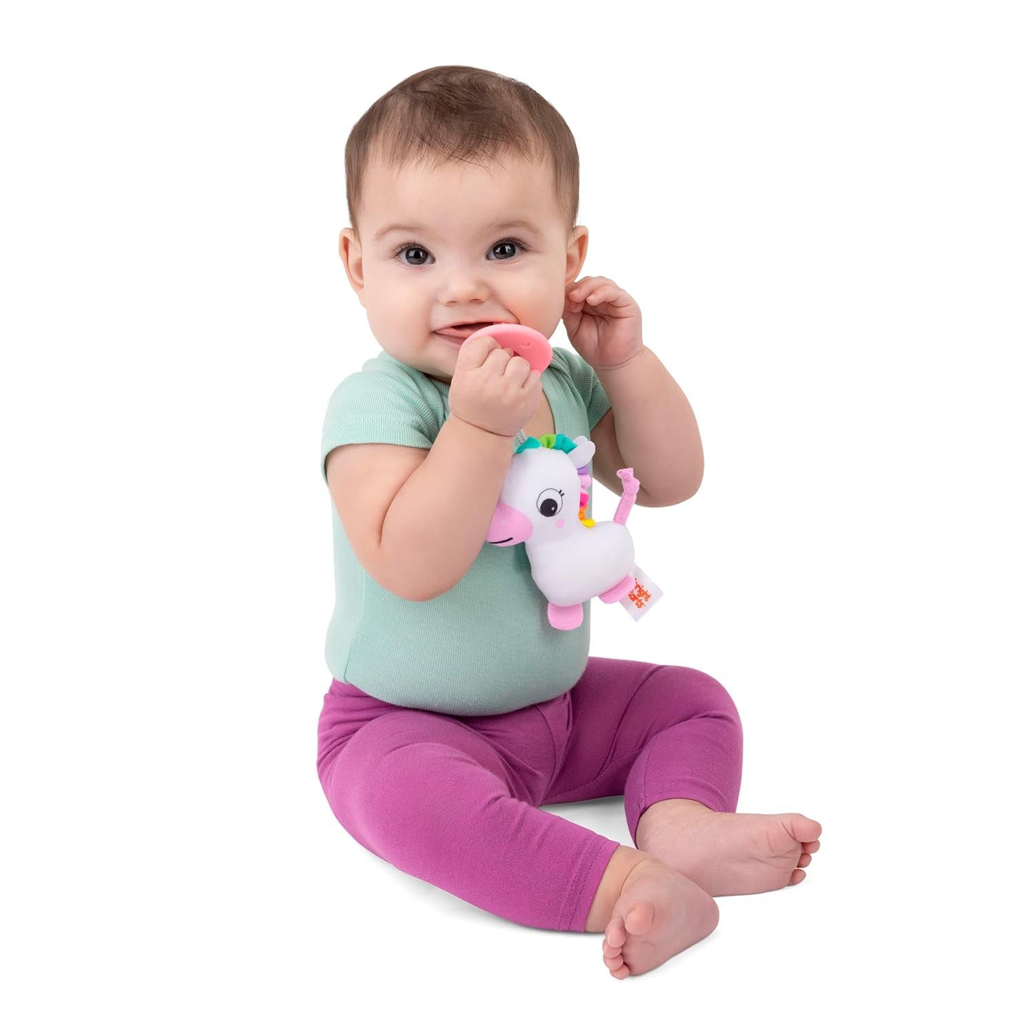 Bright Starts SootheMate Plüsch-Schnuller, Einhorn – Abnehmbarer Schnuller in Schnullerform für Neugeborene und ältere Kinder