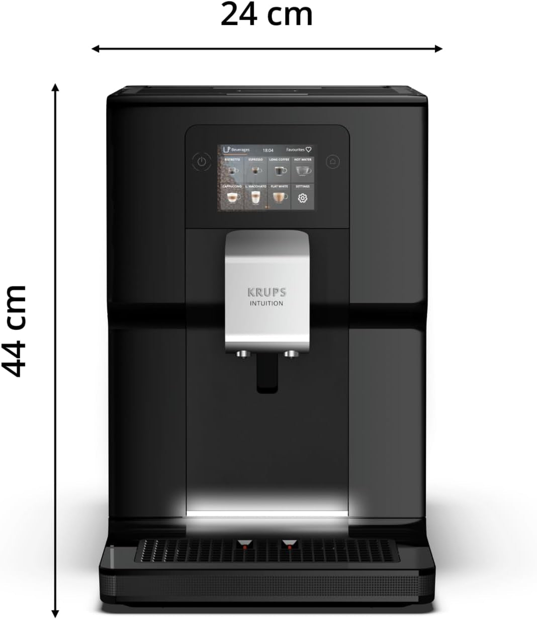 Krups Intuition Preference Espressovollautomat mit Smartphone-ähnlicher Bedienung, 3,5" Farb-Touchscreen, Smart Slide-Technologie, intuitives Beleuchtungssystem, 11 Getränke, Milchbehälter, EA873810