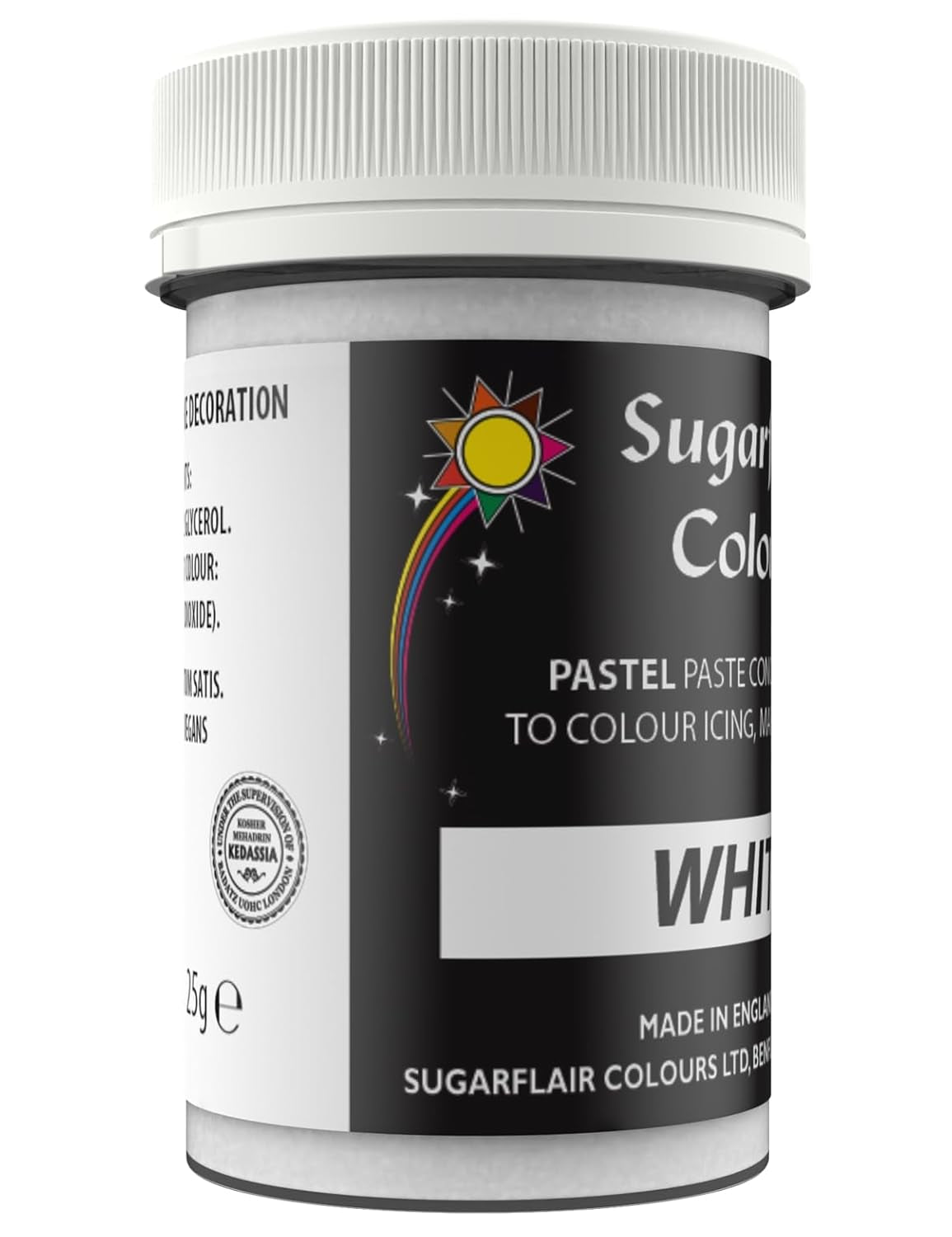 Weiße Lebensmittelfarbe von Sugarflair für Nudeln, Lebensmittelfarbe für Nudeln, Fondant und Marzipan, Nudelfarbe – 25 g