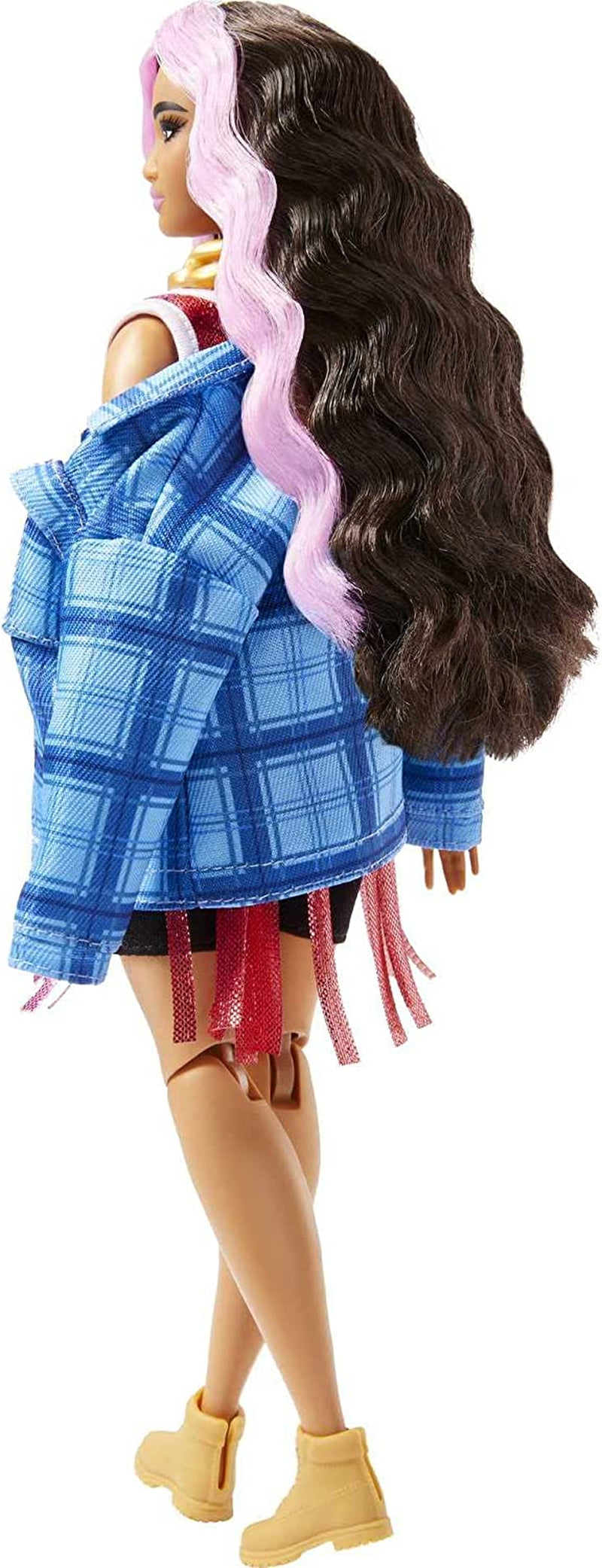 Barbie HDJ46 – Extra-Puppe im Kleid mit Basketball-Trikot und Zubehör, mit Corgi-Haustier, extra langem lockigem Haar mit rosa Strähnen und flexiblen Gelenken, Geschenkspielzeug für Kinder ab 3 Jahren, Naty Shop Dolls