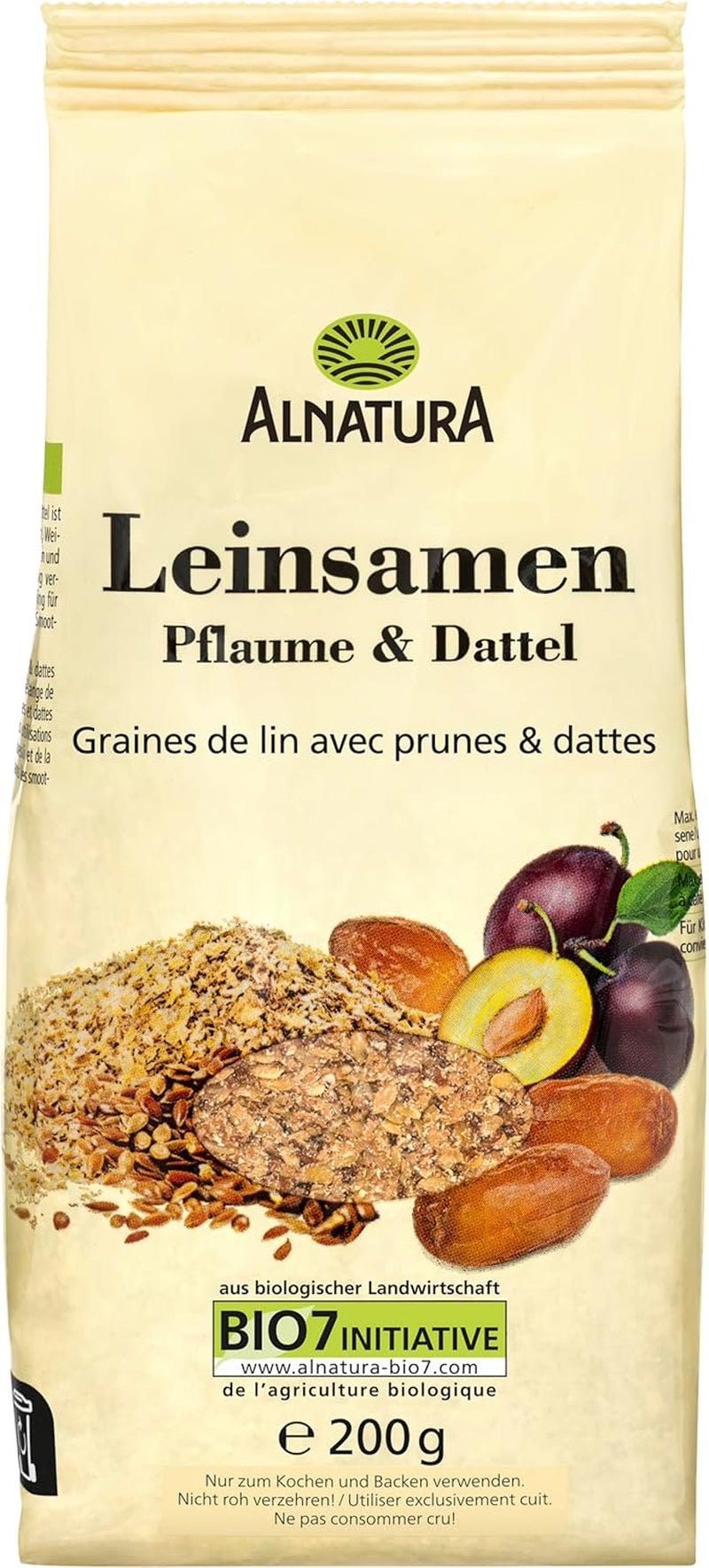 Bio-Pflaumen und Datteln mit Leinsamen, 200 g