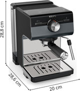 KRUPS Authentic+ Espressomaschine, 15 bar, intuitive Bedienung, anspruchsvolles Design, Dampfdüse, inklusive erweitertem Zubehör, Bullet Dark Silver/Edelstahl, XP384G10