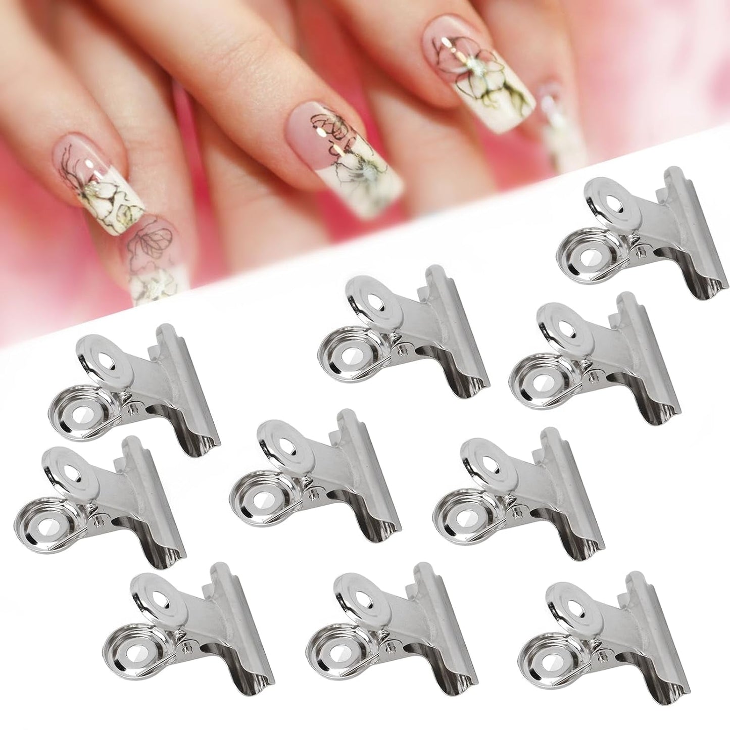 10 Stück Nagelclips, Metallclip, Nagelverlängerungsclip, Nagelkunst-Werkzeug, Fiberglas-Fixierer, Nagelkunst-Zubehör, langlebig, praktische Ausrüstung, Heim-DIY-Salon