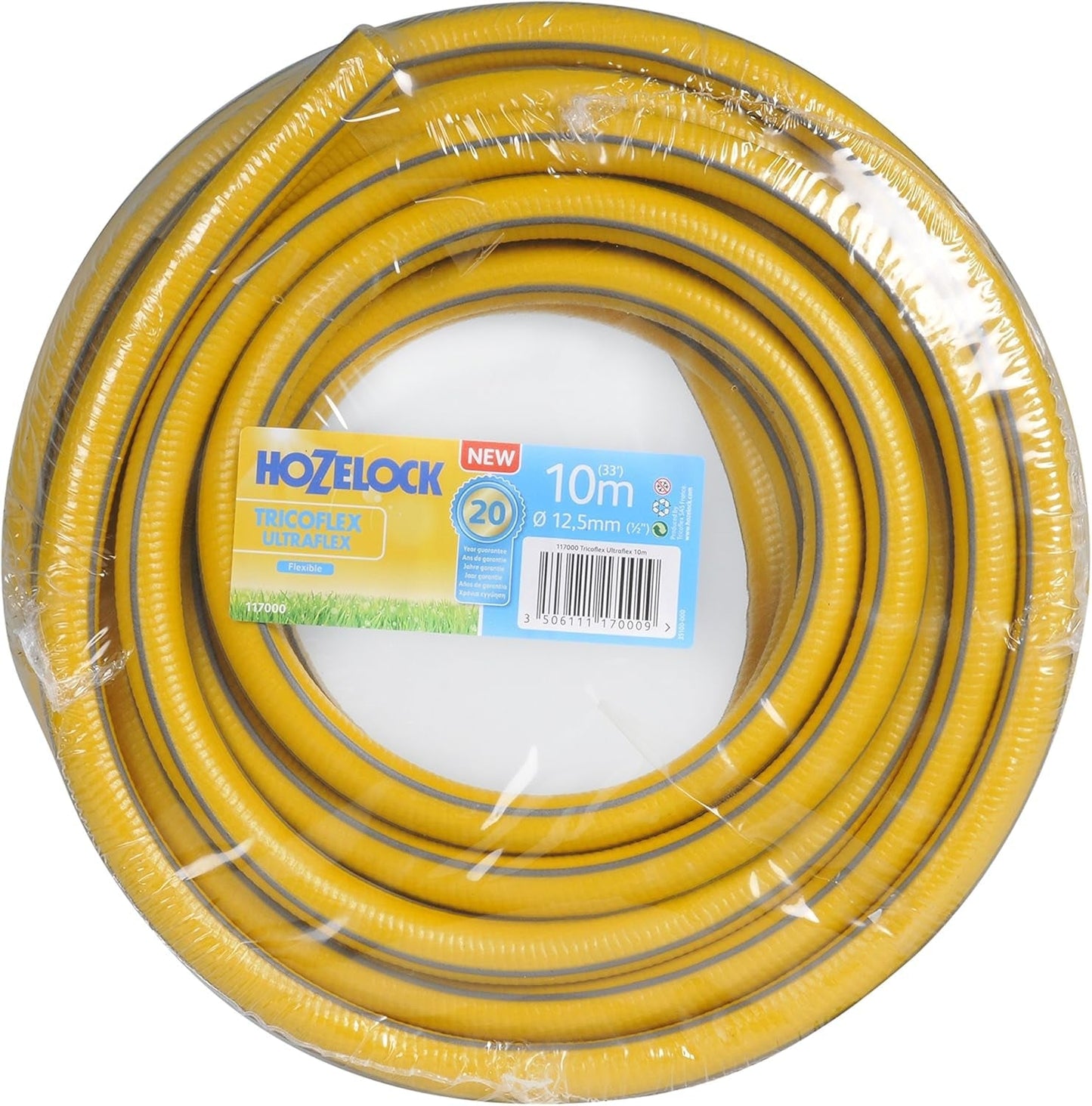 HOZELOCK - Tricoflex Ultraflex Schlauch Ø 12,5 mm (1/2") 10 M: Wetterfester, verdrehsicherer und verdrehsicherer flexibler Gartenschlauch aus 40 % recyceltem PVC [117000]
