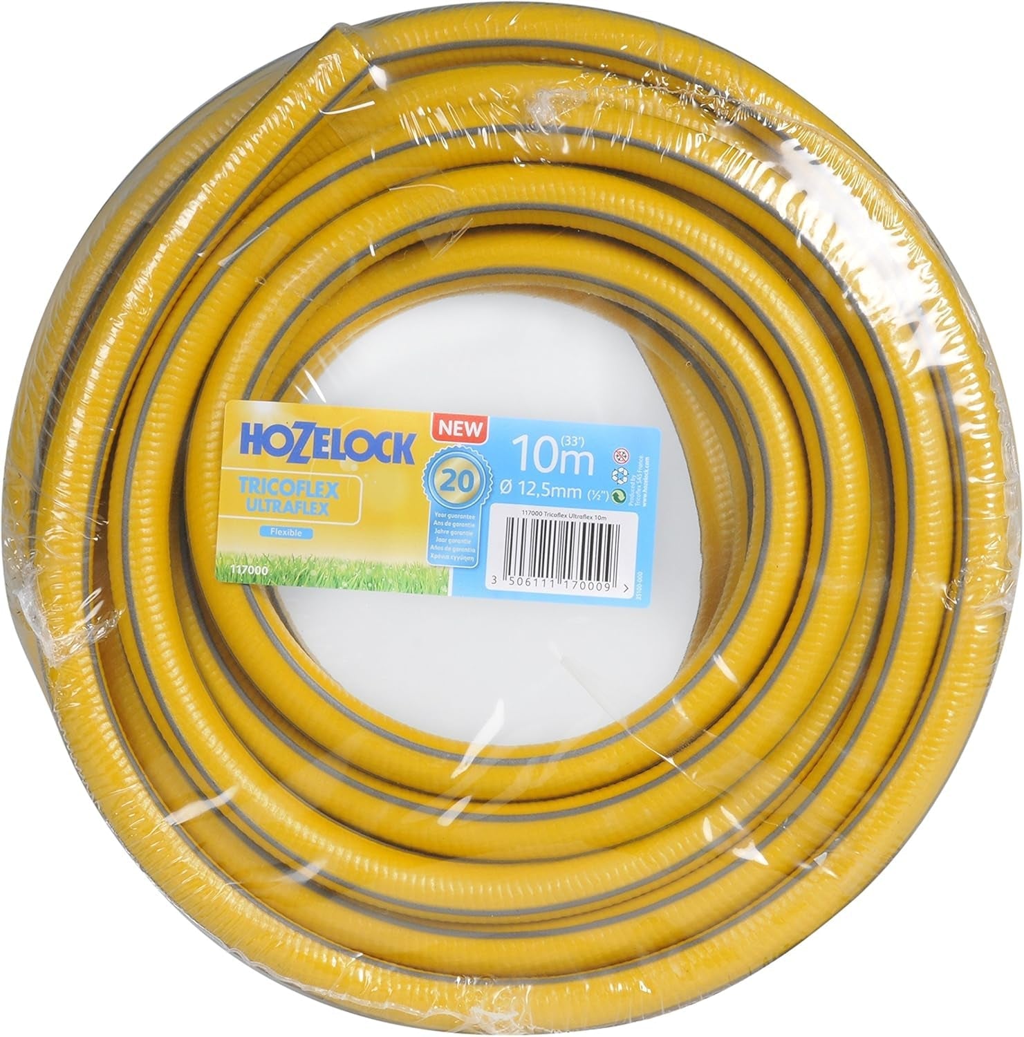 HOZELOCK - Tricoflex Ultraflex Schlauch Ø 12,5 mm (1/2") 10 M: Wetterfester, verdrehsicherer und verdrehsicherer flexibler Gartenschlauch aus 40 % recyceltem PVC [117000]
