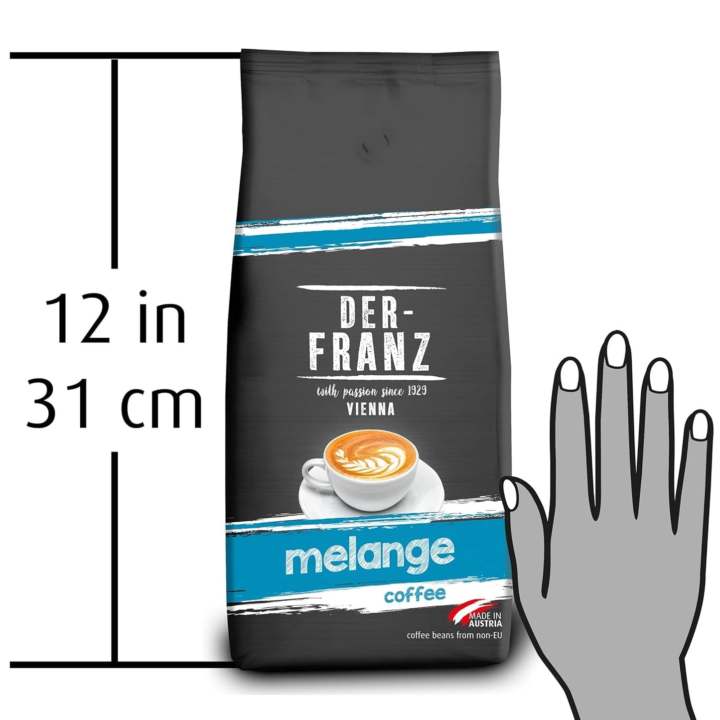 Der-Franz Melange Kaffee, Stärke 3/5, 100 % Arabica, ganze Kaffeebohnen, 4 x 1000 g