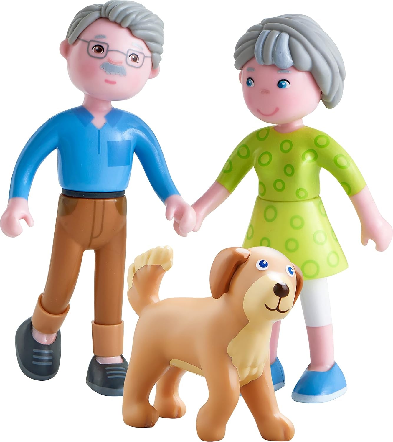 HABA 306147 – Little Friends Spielset Großeltern, flexible Puppen und Tiere ab 3 Jahren, mehrfarbig