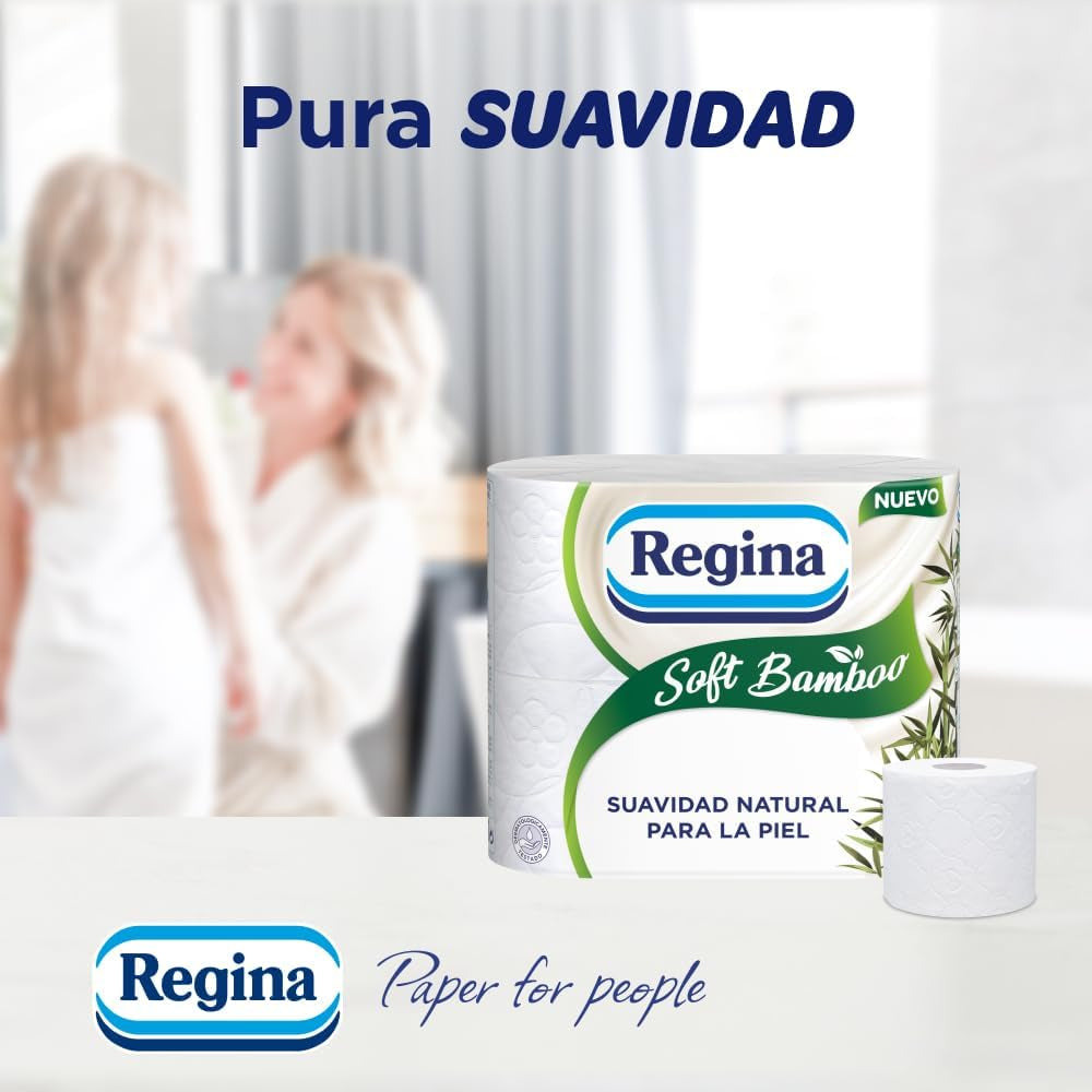 Regina Toilettenpapier aus weichem Bambus, 40 Rollen, 3 Schichten, 160 Blatt, natürliche Weichheit für Ihre Haut, Toilettenpapier aus Bambusfaser, Papierverpackung, FSC-Zertifikat