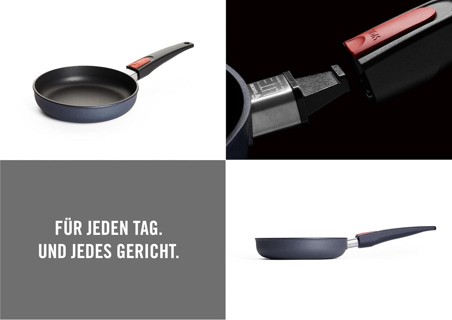 Woll Diamond Lite flache Pfanne - Induktion -, Ø 20 cm, 5 cm Höhe, mit abnehmbarem Griff - für alle Herdarten geeignet, Aluminiumguss, antihaftbeschichtete Töpfe und Pfannen Naty Shop