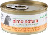 Almo Nature HFC natürliches Nassfutter für Katzen – Thunfisch und Garnelen, 24er-Pack (24 x 70 g)
