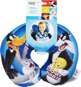 Warner Bros. Looney Tunes Baby-Nackenkissen für Mädchen, weiches Reise-Auto, Bugs Bunny, Daffy Duck, Silvestro Titti, Comfort Cartoon, Blau, Naty Shop Reisekissen
