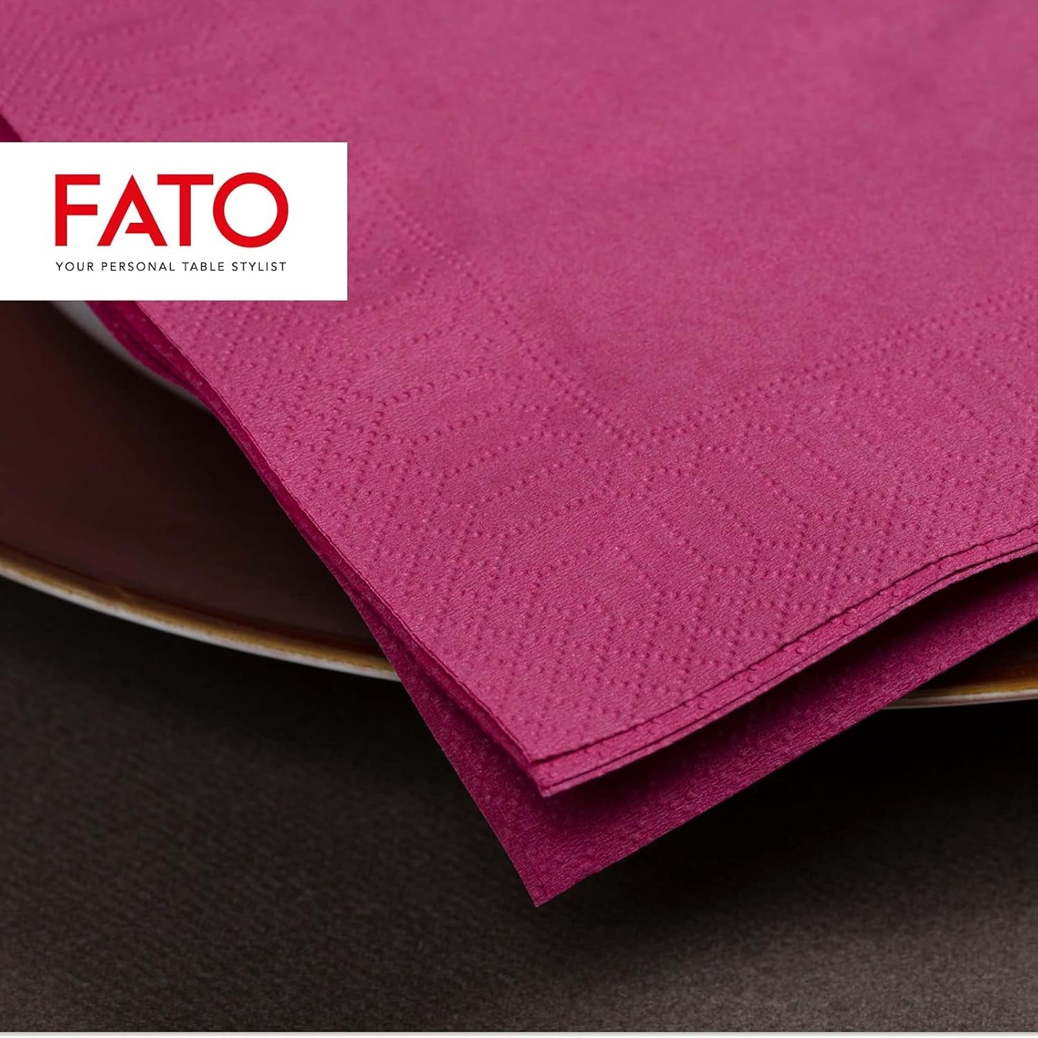 - Einweg-Papierservietten, ideal für Vorspeisen und Cocktails, Packung mit 100 Servietten, Größe 24 x 24, 4-lagig, 2-lagig, Bordeaux-Farbe, 100 % reines Zellulosepapier, FSC-zertifiziert