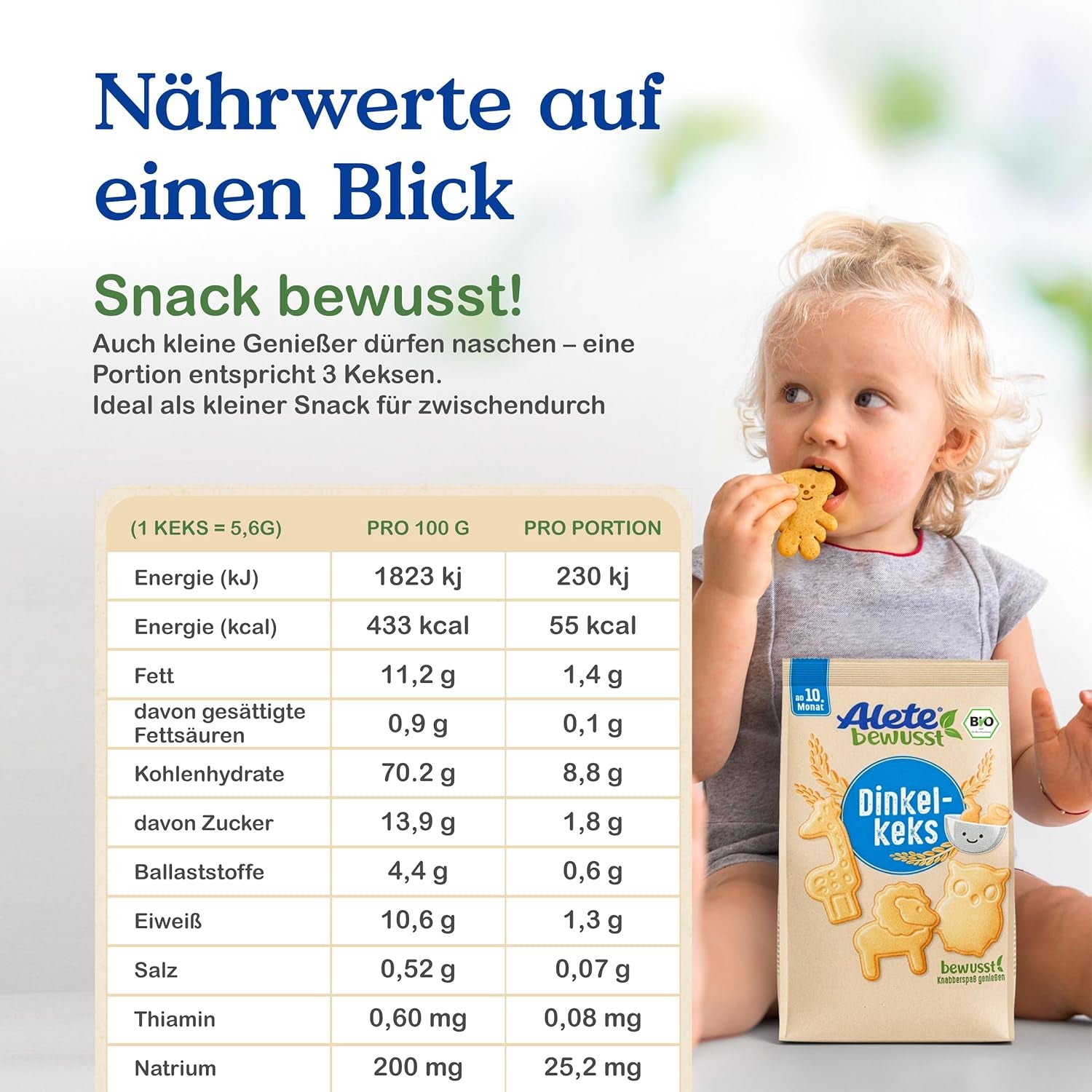 Alete Bio-Knusperkekse mit Alac (4 x 125 g) – Knusprige Alac-Kekse für Babys, palmölfrei, ab 10 Monaten