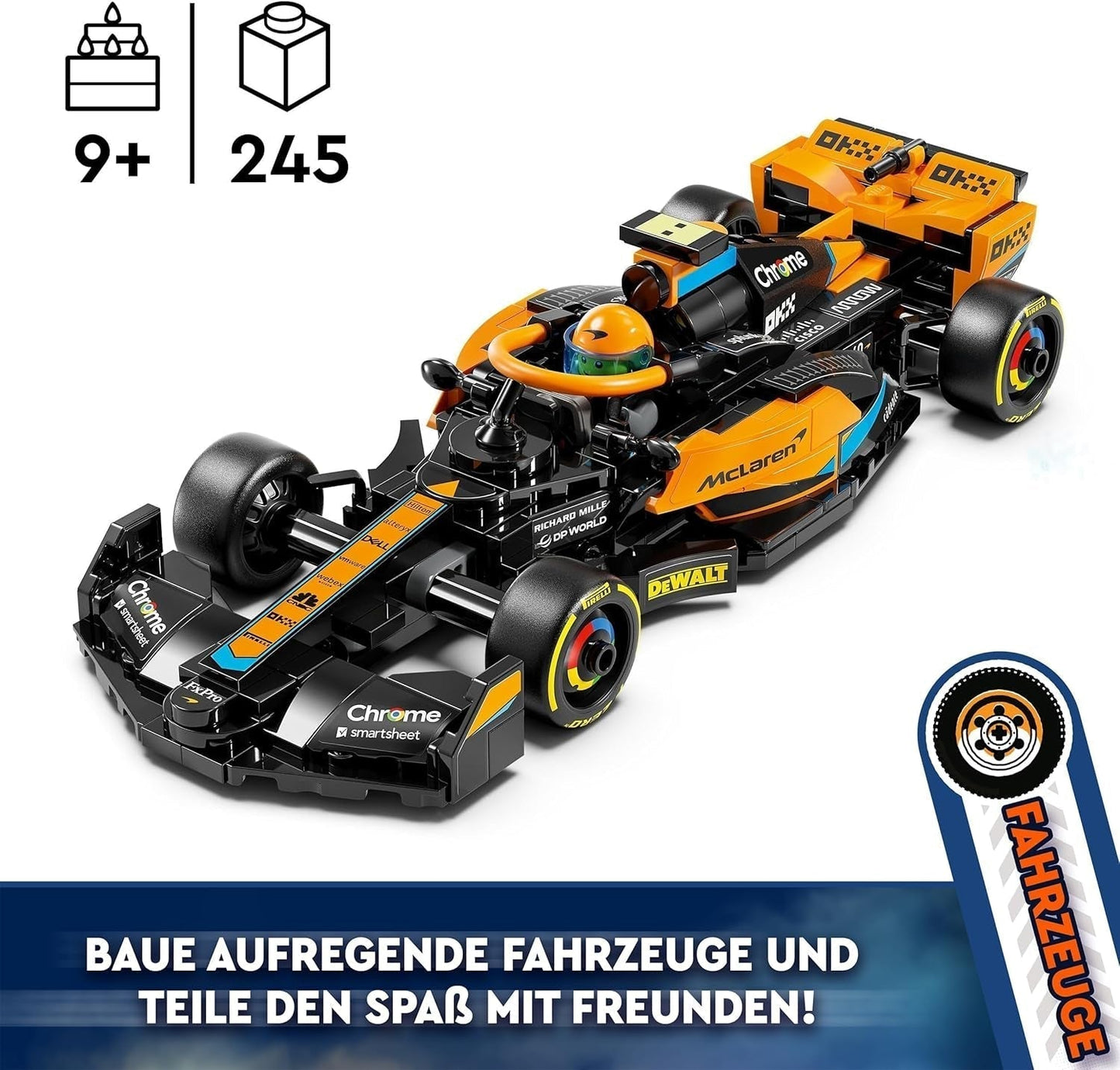 LEGO Speed Champions Mclaren Formel-1-Rennwagen 2023, Spielzeug für Jungen und Mädchen ab 9 Jahren, die gerne selbstständig spielen, baubares Fahrzeugmodell, Kinderzimmerdekoration 76919 Bausets Besuchen Sie den LEGO-Store