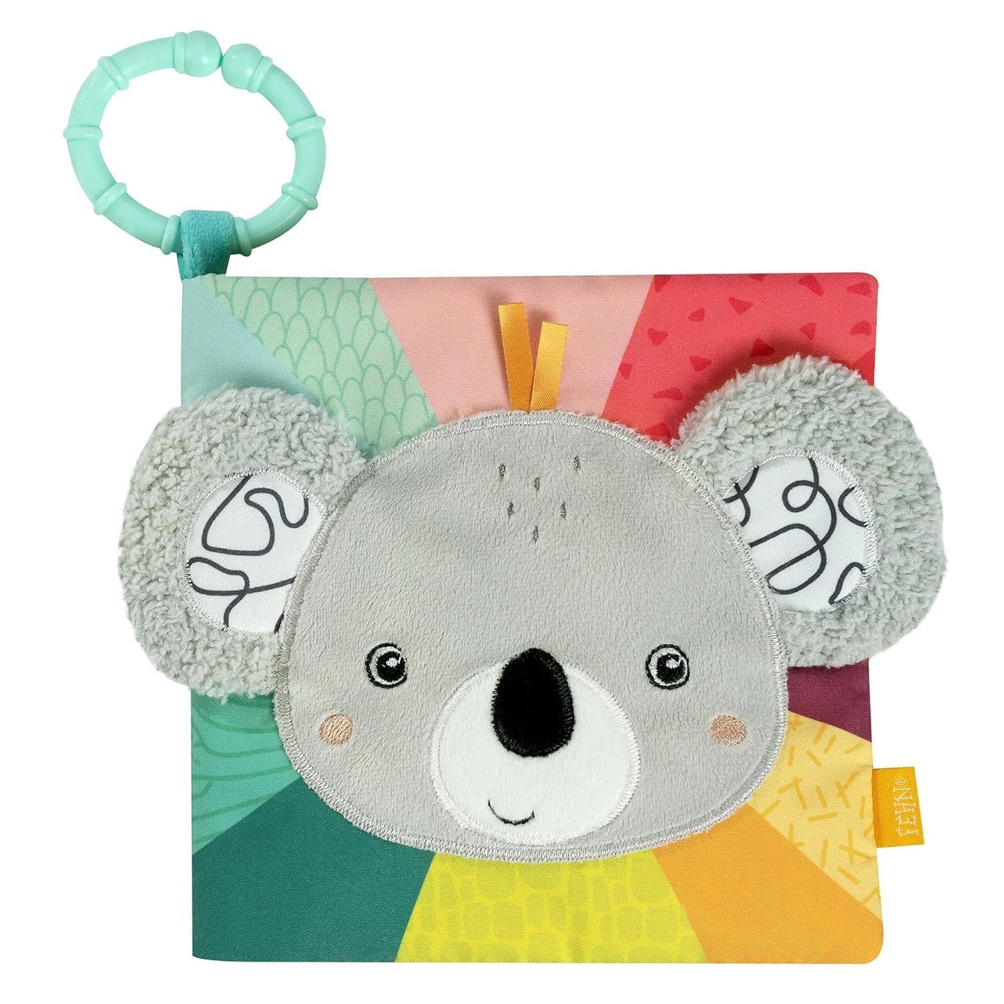 Fehn Soft-Bilderbuch Bruno – Softbuch für Babys aus Stoff mit Tiermotiven – Spielzeugbuch aus Stoff zum Aufhängen für Kinderwagen und Autositze – Buch mit Feuerwerkskörpern für Babys und Kinder ab 0+ Monaten Babyspielzeug Naty Shop Koala