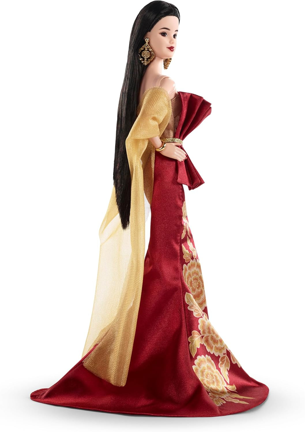 Barbie Signature Lunar New Year Puppe im roten Kleid mit goldenen Pfingstrosen, Sammlungsspielzeug JJX83