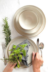 MÄSER 931512 Nottingham Vintage Series Tafelservice für 4 Personen, Kombiservice aus 20 Teilen mit unregelmäßigen runden Formen im Retro-Look, Fliese, Beige