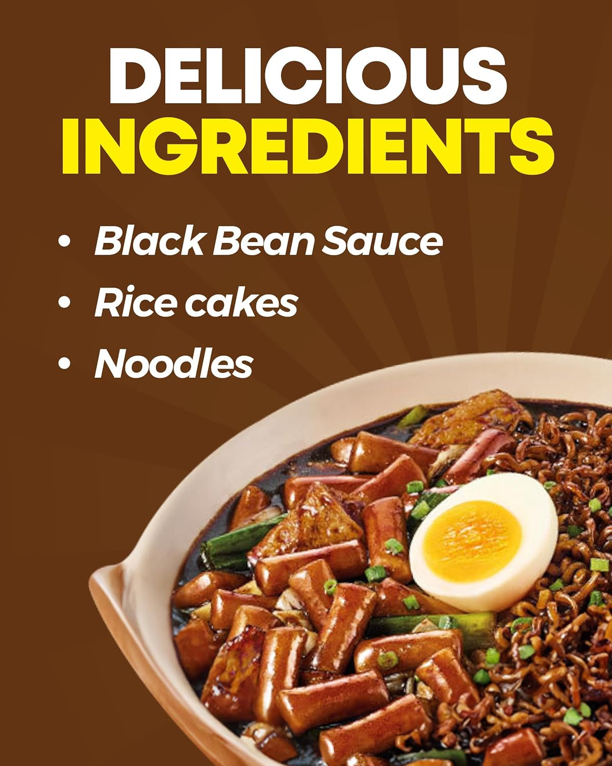 NONGSHIM Rapokki (Jjajang, 400 ml) – authentisches koreanisches Streetfood, Ramen und Reiskuchen, schwarze Bohnen; schnell und einfach zuzubereiten, in 4 Minuten fertig