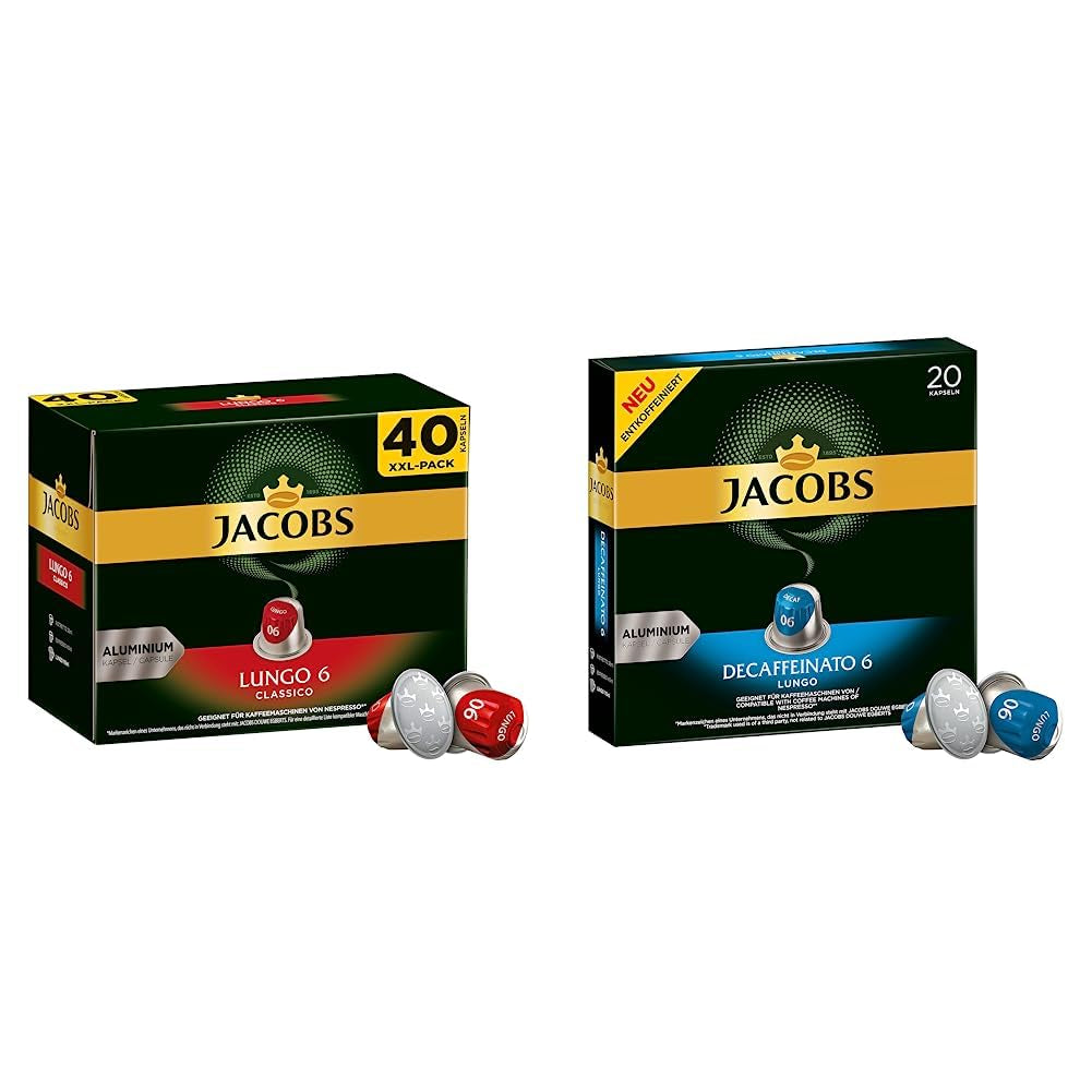 Kaffeekapseln Lungo Classico (nur für kurze Zeit) Megapack XXL & Kaffeekapseln Lungo Decaffeinato- Intensität 6-200 Nespresso-kompatible Kapseln, 10er Pack, 10 x 20 Getränke