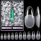 Becellen 500 Stück künstliche Nagelspitzen, weiche Gel-Nagelspitzen, vollständige Abdeckung, Gel-Nagelspitzen, vorpolierte künstliche Nägel, DIY-Nagelkunst-Kleber-Set (Mandeln)
