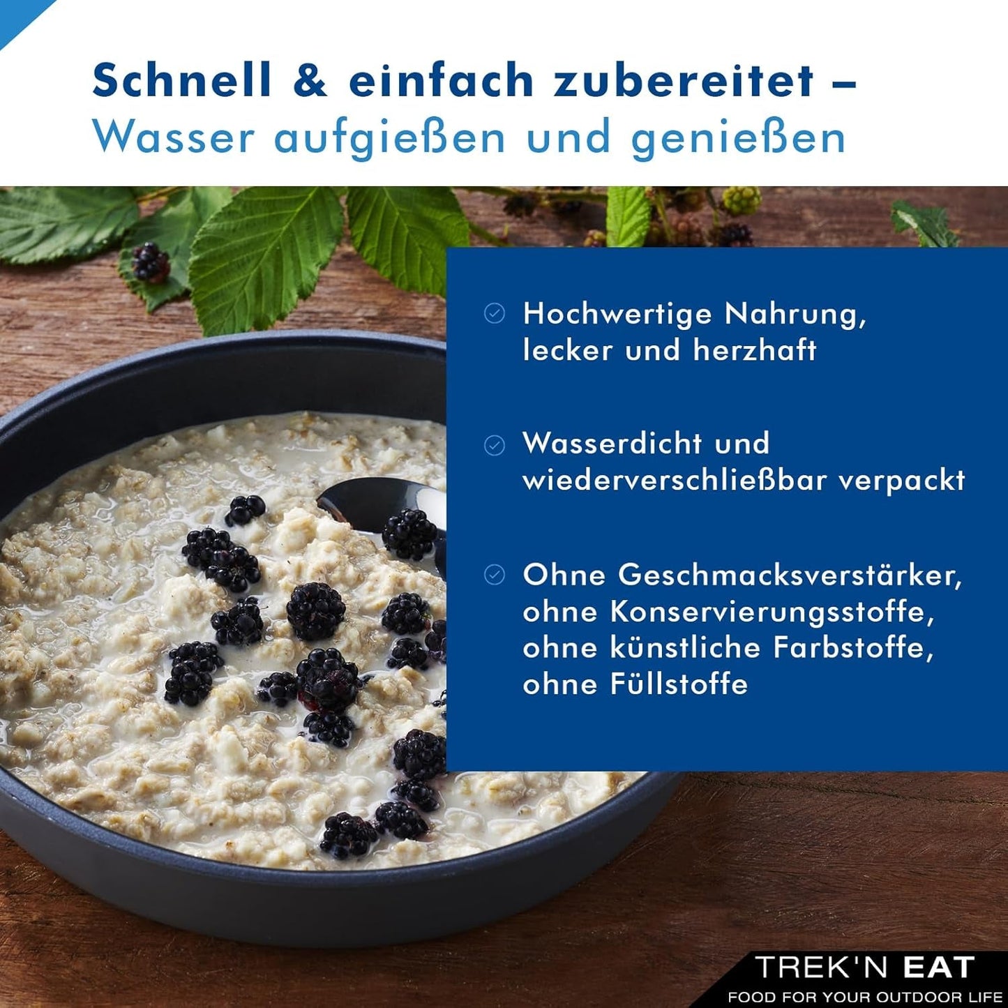 Trek'n Eat Protein Porridge – proteinreiches Frühstück für draußen | Gefriergetrockneter Tisch für Camping, Wandern und Expeditionen | Sättigend, schnell zubereitet, ideal für unterwegs