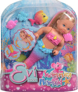 Simba 105733318 – Evi Love Swimming Mermaid, Evi wie eine Meerjungfrau, kann richtig schwimmen, mit Fischfigur, Anziehpuppe, 12 cm, für Kinder ab 3 Jahren. Puppen Naty Shop