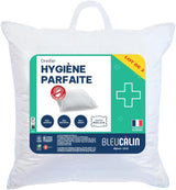 Bleu Câlin Set mit 2 rechteckigen Anti-Milben- und antibakteriellen Kissen, flauschiger Komfort, T 60 x 60 cm, 100 % Baumwolle, perfektes Hygiene-Sortiment Naty Shop Standard-Kissen