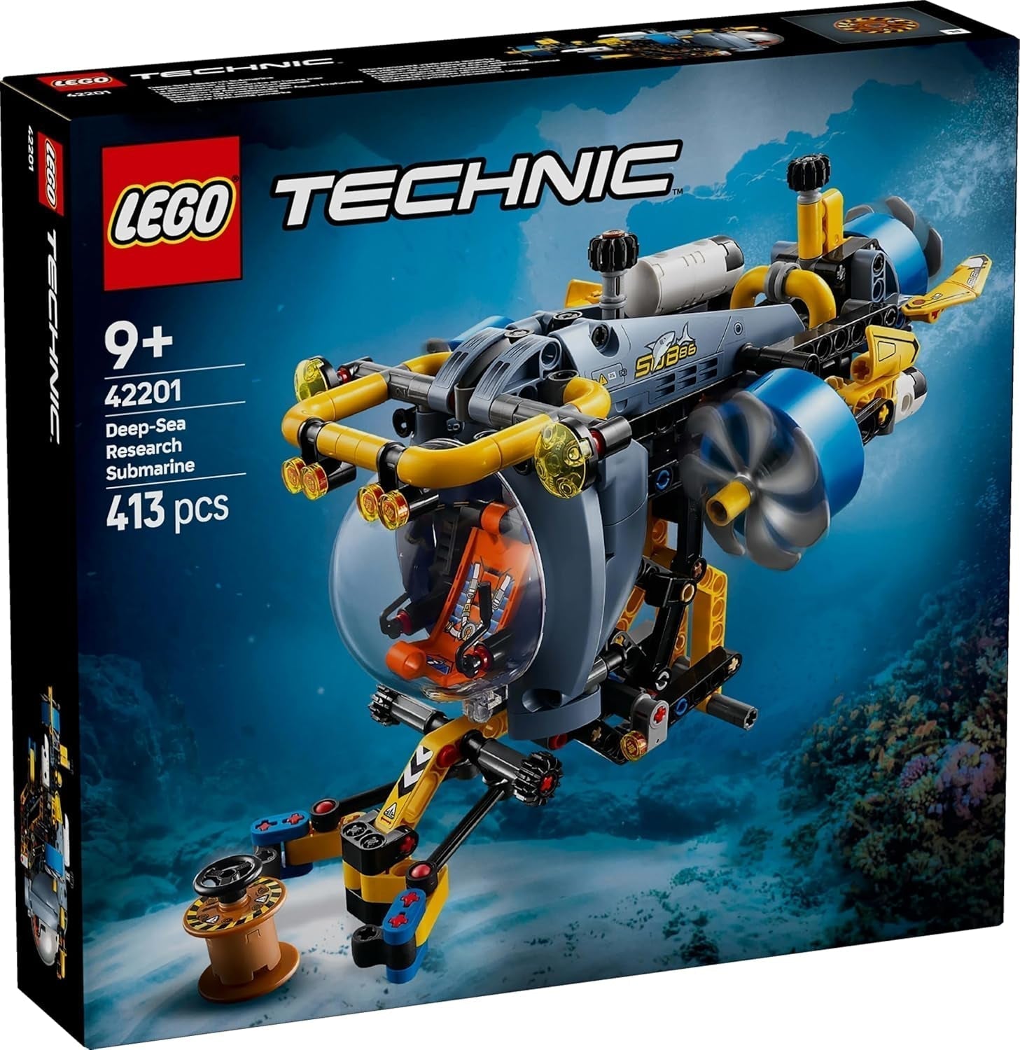 LEGO Technic Deep Sea Explorer U-Boot, Bauspielzeug für Kinder ab 9 Jahren, Jungen und Mädchen, kreative Geburtstagsgeschenkideen, baubares Fahrzeug mit rotierenden Propellern, 42201 Bausets. Besuchen Sie den LEGO-Store