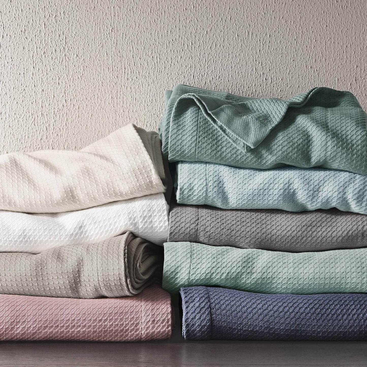 Madison Park, 100 % ägyptische Baumwolle, atmungsaktive Bettdecke, Premium-Strick, Luxus-Saison, leichter Bezug für Bett, Sofa und Couch, Doppelbett/Queensize-Bett, Rosa, Naty Shop Bettdecken und Steppdecken