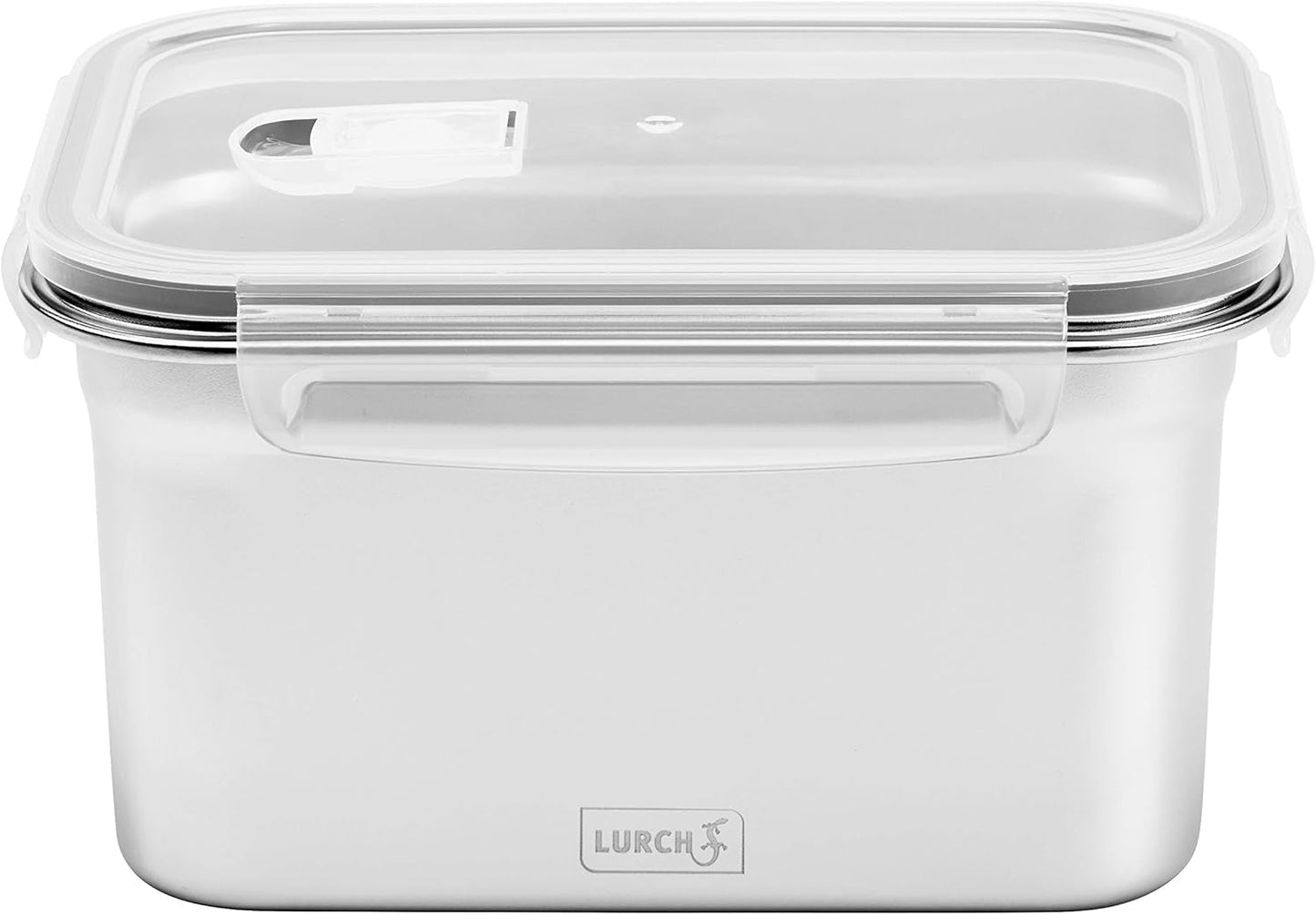 Lurch 240895 Lunchbox, hochwertige Sicherheits-/Aufbewahrungsbox aus Edelstahl mit BPA-freiem Kunststoffdeckel, 2000 ml, durchsichtige Lebensmittelaufbewahrungsboxen von Naty Shop, 2000 ml
