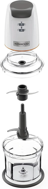Kenwood Easychop CHP61.000WH, Zerkleinerer Mit Vier Klingen, Schüssel 0,5 L, Druckantrieb, 2 Geschwindigkeiten, Rutschfester Ring, Spülmaschinenfest, Eisbrecher, 500 W, Weiß Kitchen Naty Shop