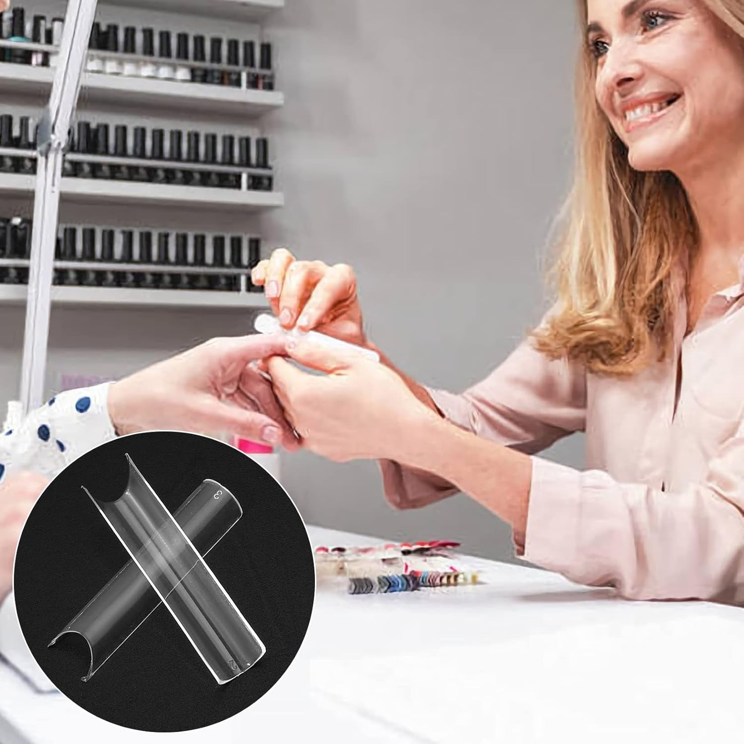 200 Stück künstliche Nagelspitzen, Acryl-Kunstnagelspitzen, französische Kunstnagelspitzen, extra lange, gerade, quadratische, klare Kunstnagelspitzen für DIY-Nagelstudios