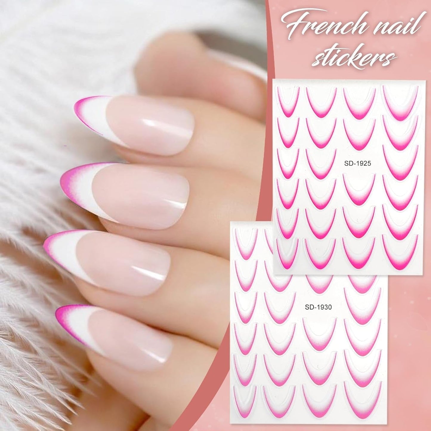 12 Stück French Tip Nagelsticker Selbstklebend Bunte French Nails Schablone Nagelaufkleber Nail Art Sticker Nageldesign DIY Nägel Zubehör(12 Farben)