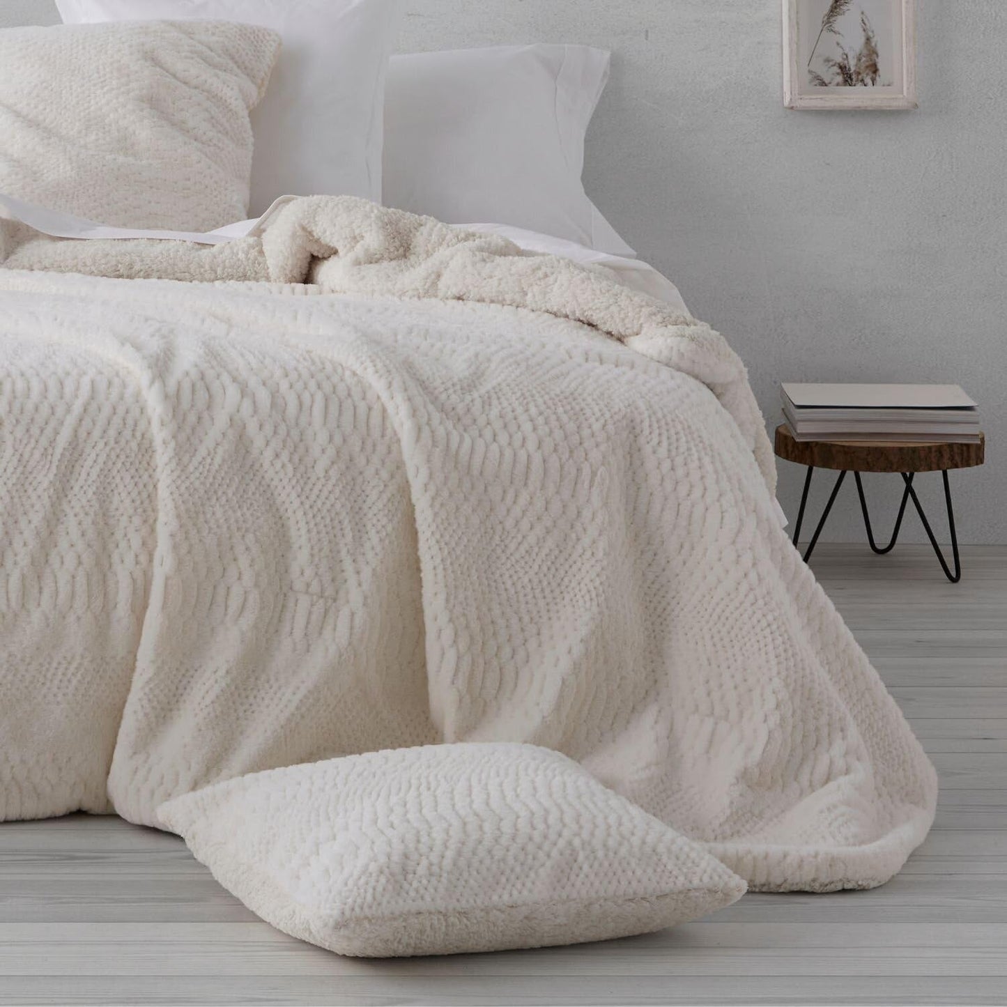 Cremefarbene Winterdecke aus synthetischem Lammfell, Ancho 135 cm Steppdecken und Steppdecken Naty Shop