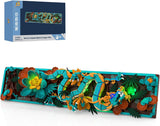 Mythischer Drache-Fliesenbausatz für Erwachsene, 3D-Göttliches Loong-Kunstbauspielzeug mit LED-Lichtern und Blumen, DIY-Drachen-Relief-Modellbausatz, kreative Geschenke und Dekorationen (1676 Teile)