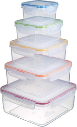 LocknLock PP Classic Frischhaltedosen-Set 5-teilig | 180 ml, 350 ml, 600 ml, 870 ml, 3,6 l | 100 % luft- und wasserdicht | ohne BPA | Gefrier- und Kühlschrank-Organizer | Spülmaschinen- und mikrowellengeeignet. Frischhaltedosen Naty Shop Square 5 Stk. (mehrfarbig)