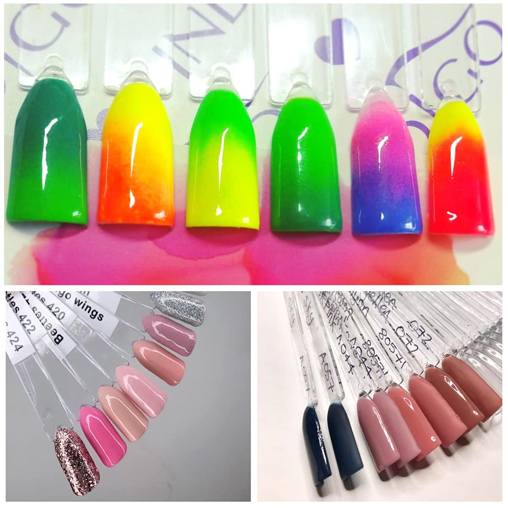 300 transparente Nagelstifte, fächerförmige Nageldesigns, Farbdisplay-Spitzen mit 6 Metallringen, künstliche Nagelplatte für Nagelstudio und Gellack-Übungen für Anfänger