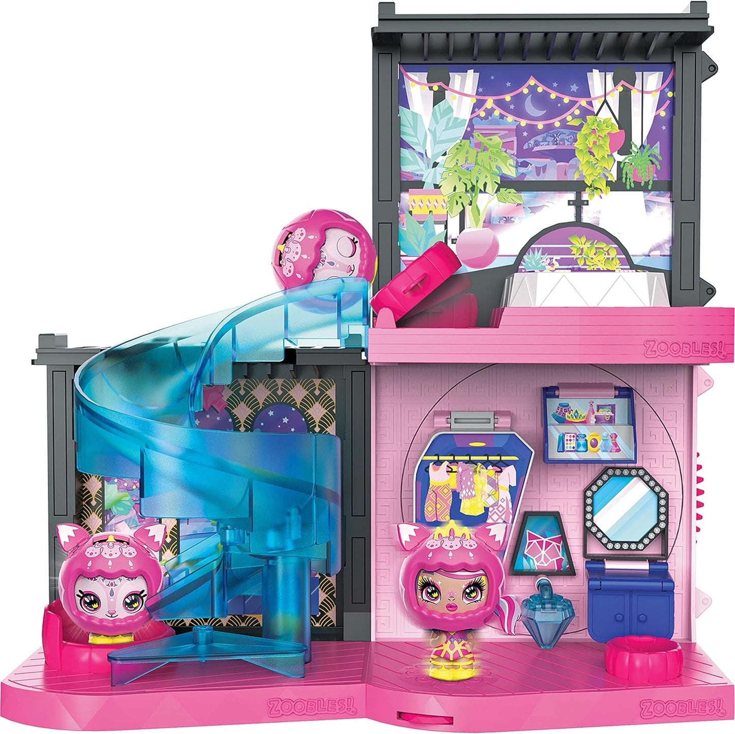 Zoobles Magic Mansion Verwandelbares Traumhaus mit 6 Zimmern, Rutsche und Zubehör