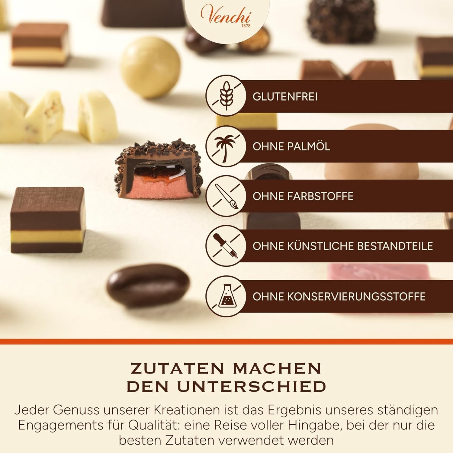 Venchi - Cremini 1878 - Dreischichtige Schokolade mit Gianduja mit Milch und Mandelpaste, „Piemonteser Haselnüsse g.g.A.“, 1 kg, glutenfrei, ohne Farbstoffe und ohne Konservierungsstoffe