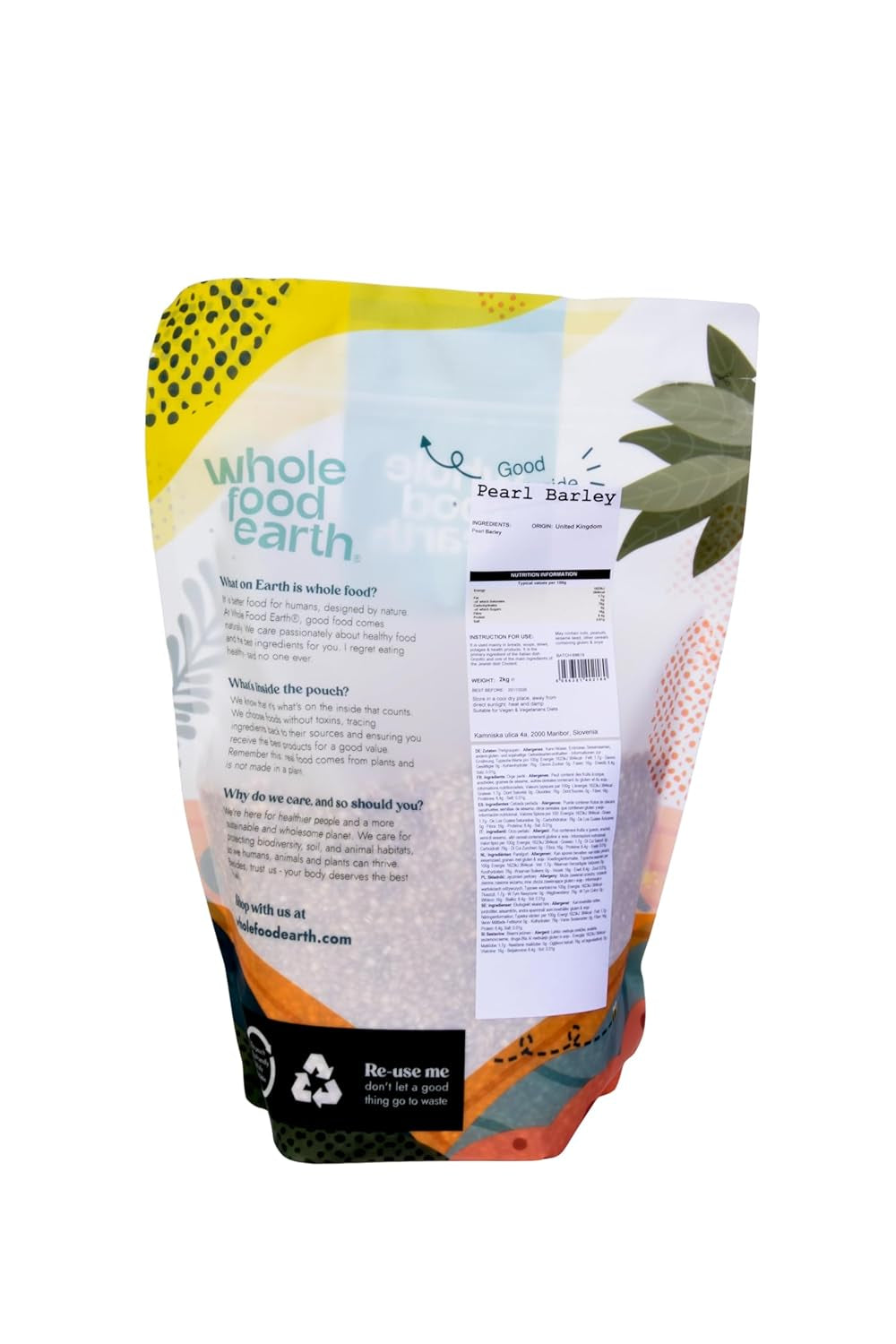 Wholefood Earth Graupen – gentechnikfrei – vegan – milchfrei – ohne Zuckerzusatz, 2 kg