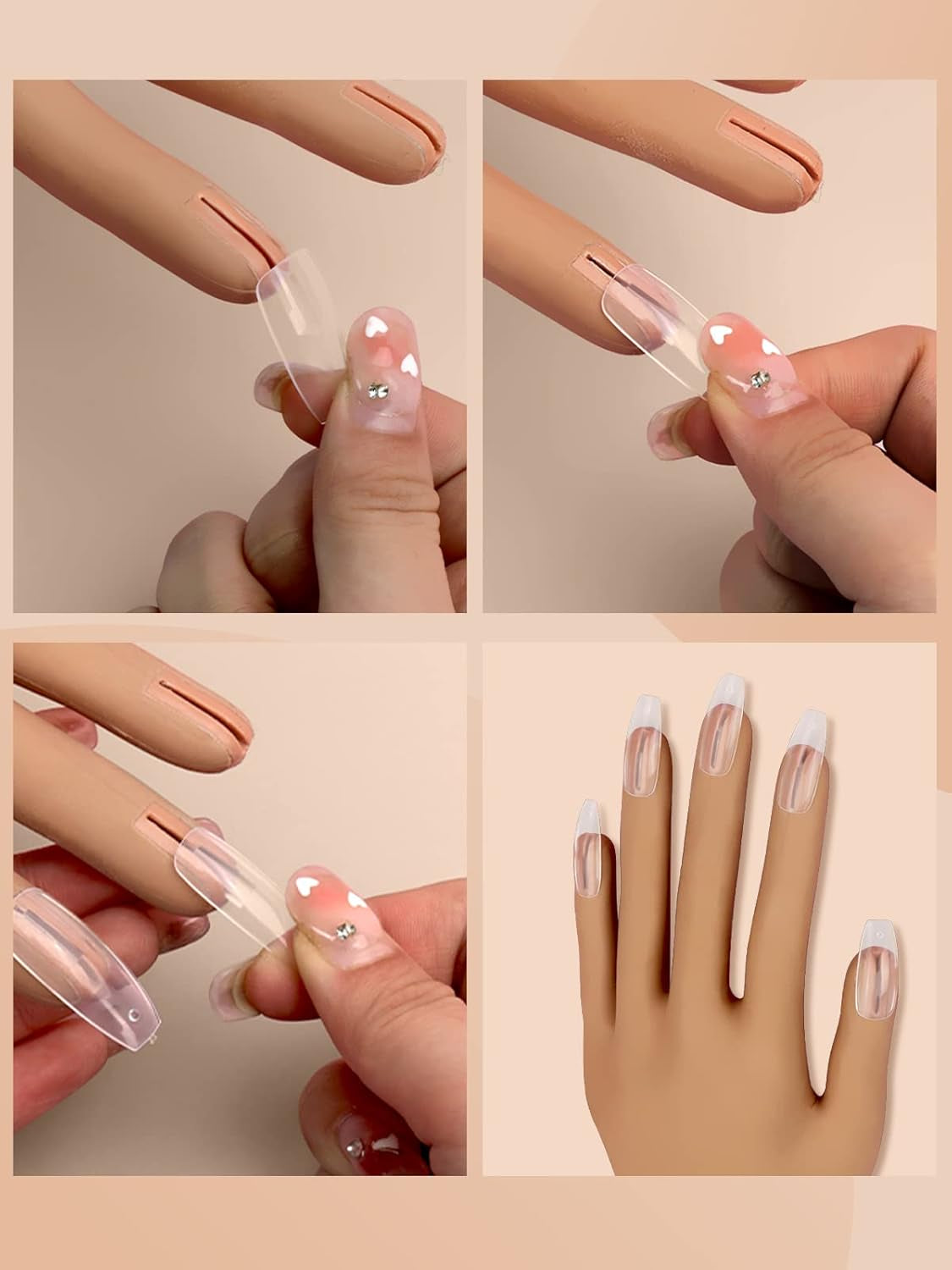 200 Stück transparente Ersatz-Nagelspitzen: Acryl-Nagelspitzen für Handübungen für Nageldesign