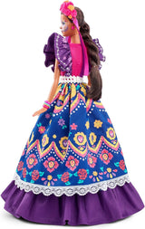 2022 Día De Muertos Barbie-Puppe mit gerüschtem Trachtenkleid, Blumenkranz und Calavera-Gesichtsbemalung, Geschenk für Sammler