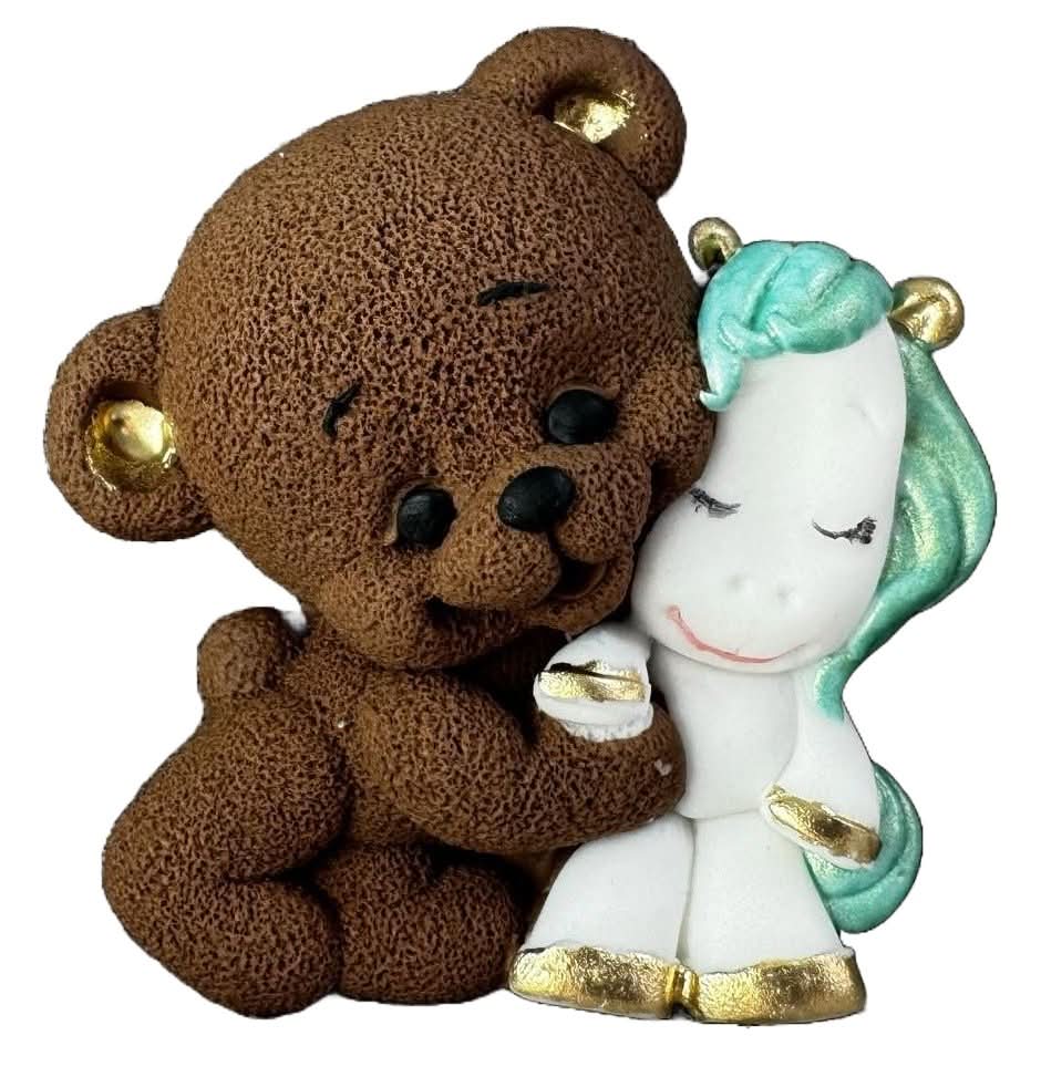 Essbare Zuckerdekoration, Bär mit Einhorn-Dekorationen von Sugar Paste Nati Shop
