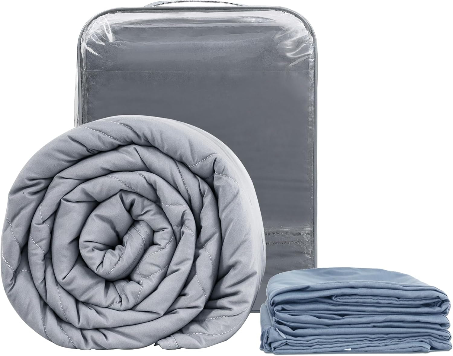 Winthome Gewichtsdecke mit Bettbezug 150 x 205 cm, 10,4 kg, bequeme Gewichtsdecke, Anti-Stress-Therapiedecke, schwere Decke für tiefen Schlaf und bessere Erholung, schwere Decke für Erwachsene (grau). Besuchen Sie den Winthome-Store, Blau, 140 x 205 cm, 8,6 kg