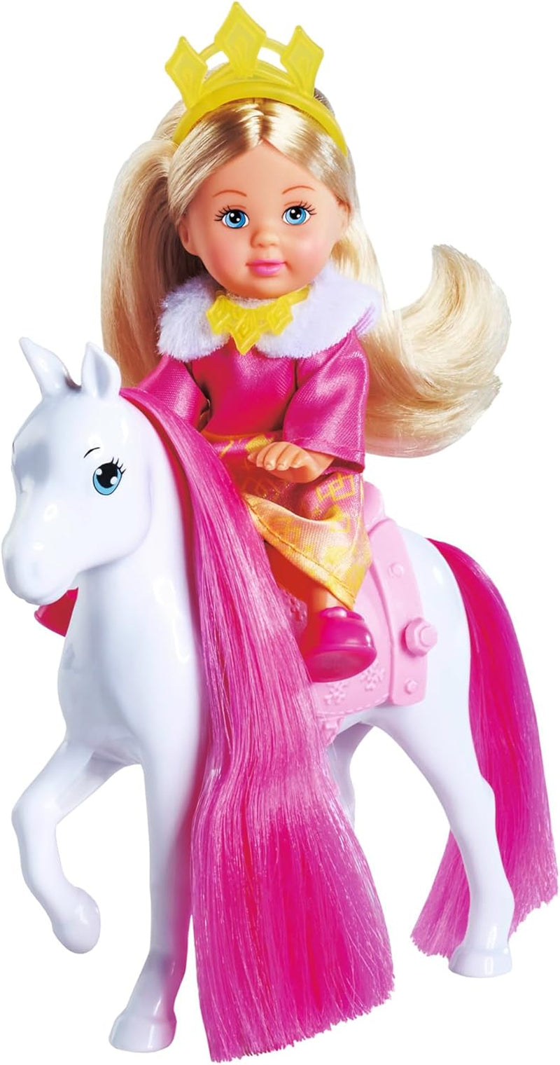 Simba Evi Love Princess Ride, Prinzessinnenpuppe mit Schlitten und Winterpferd, Prinzessinnenzubehör, 12 cm, ab 3 Jahren