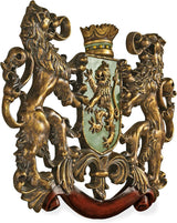Design Toscano Mittelalterlicher Schild Aufrechter Löwe, Wandskulptur Statuetten und Skulpturen Naty Shop Den Teich überqueren
