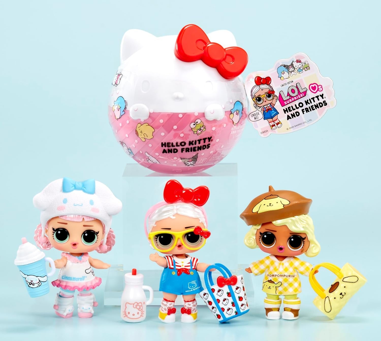 LOL Überraschung! Love Hello Kitty and Friends – 1 Puppe mit 7 Überraschungen, zufällige Auswahl, 8 Sammlerstücke, für Kinder ab 4 Jahren, Rosa