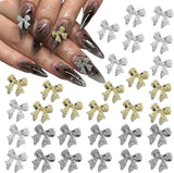 30 Stück Metall-Nagelschleifen, gold-silbergraue Schleifen, Nagelzubehör, Nageldekorationen für Frauen und Mädchen, Nagelkunst-Design