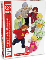 Hape E3401 Vier-Jahreszeiten-Haus, möbliert und E3500 – Puppenfamilie, helle Haut